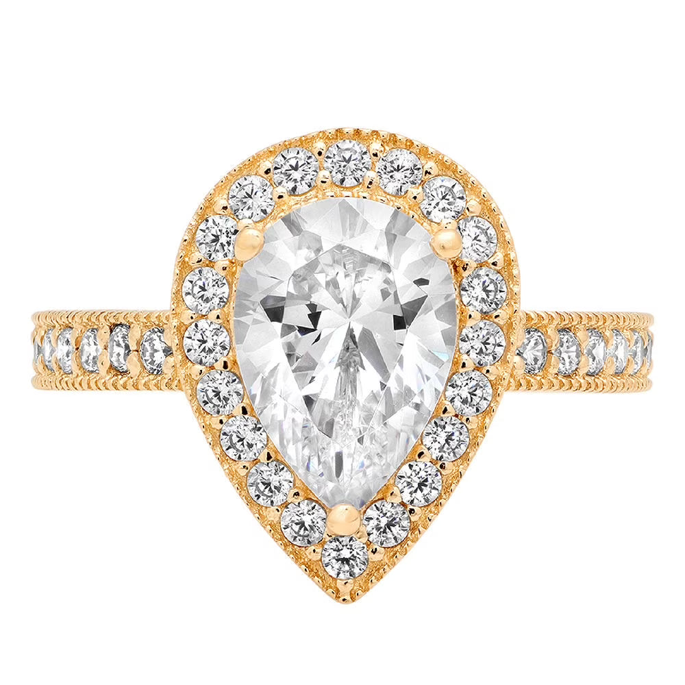 14K Yellow Gold Halo Engagement Ring With Diamond L875
