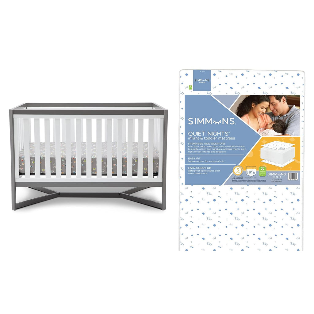 White/Grey 4-in-1 Convertible Crib F9489