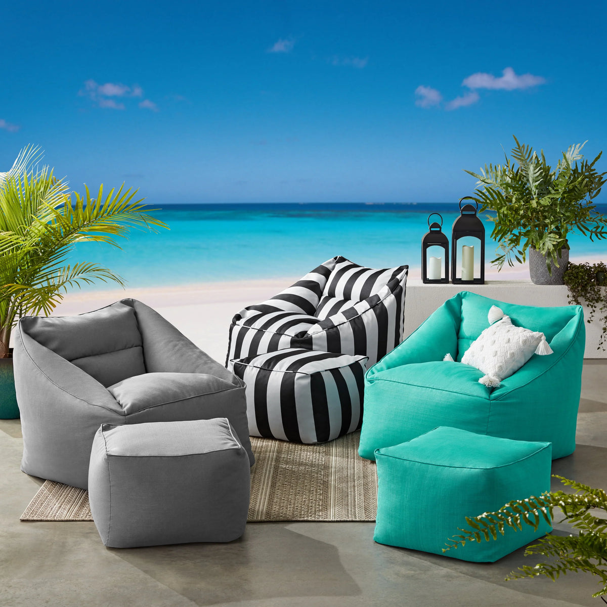 Turquoise Patio Bean Bag Chair W862425