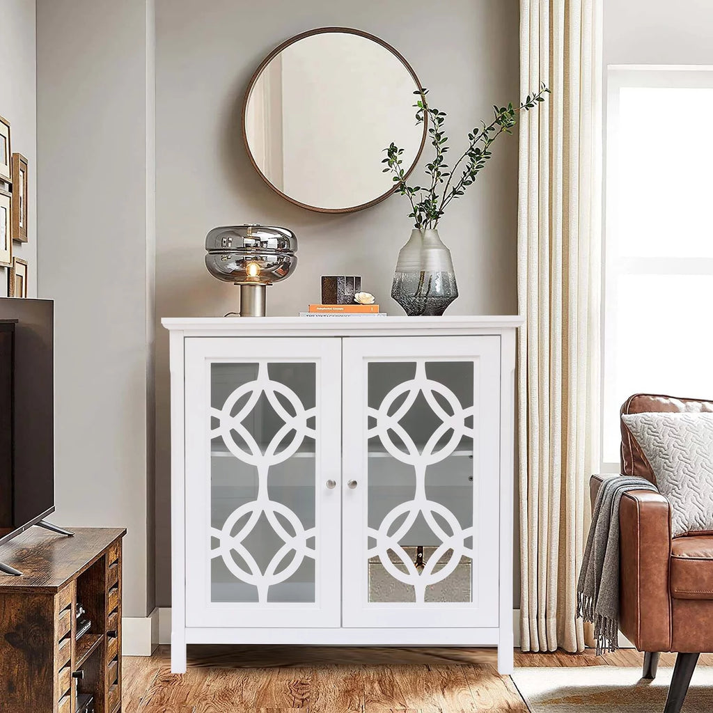 White Wood 2 Door Storage Cabinet E56469