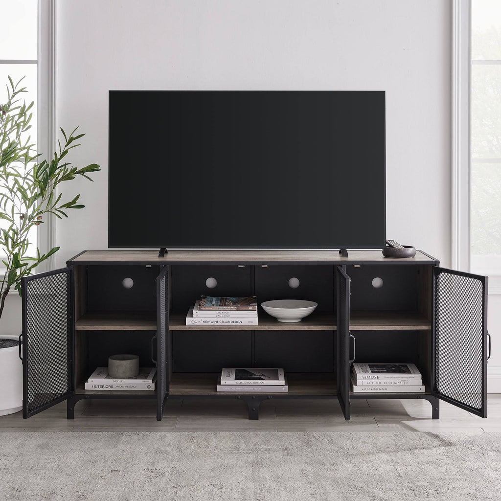 Grey Wash Industrial TV Stand Console B88936
