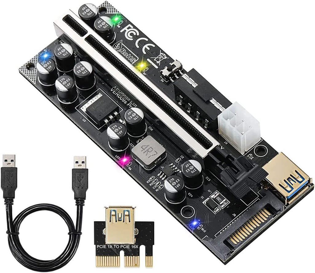 PCIE Riser 10 Solid Capacitors, 60cm USB 3.0 Extension Cable, 6 Pack G901040