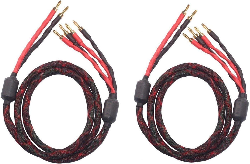 Bi-Wire Speaker Cable 2 Banana Plugs 4 Banana Plugs 1pair Set D7149