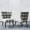 Grey Buffalo Plaid Side Chair with Black Base, Set of 2 N394