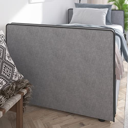 Twin Size Platform Bed Frame with 2 Storage Drawers in Gray Fabric G82666