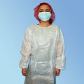 White Disposable Isolation Gowns, 50/Case, One Size S78210