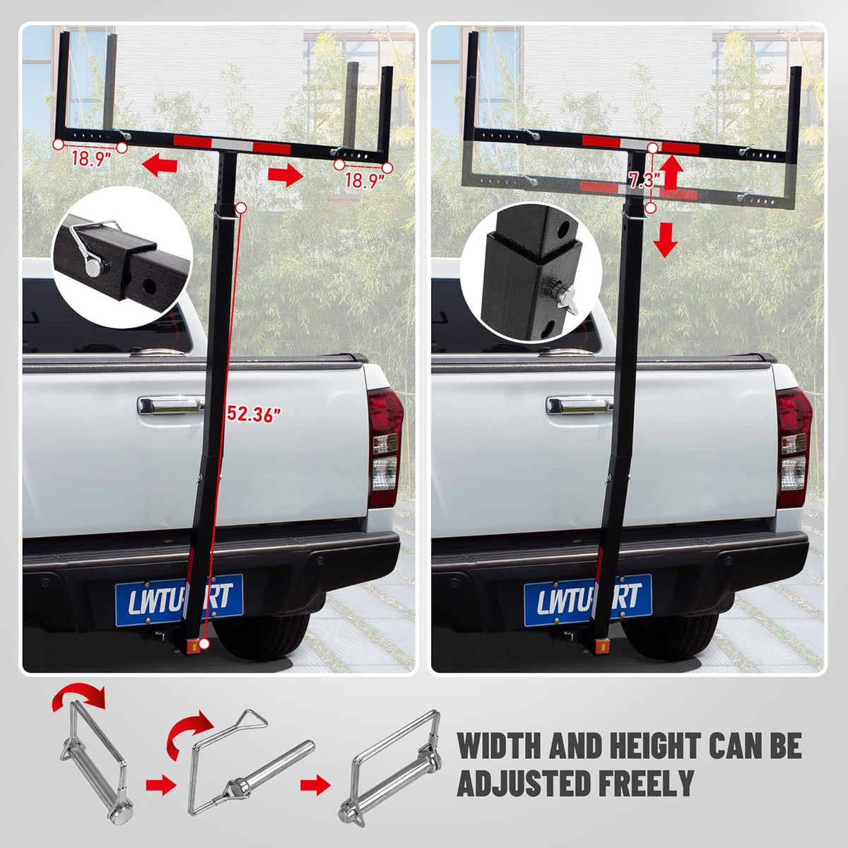Pickup Truck Bed Extender, Heavy Duty Steel Hitch Mount W338916