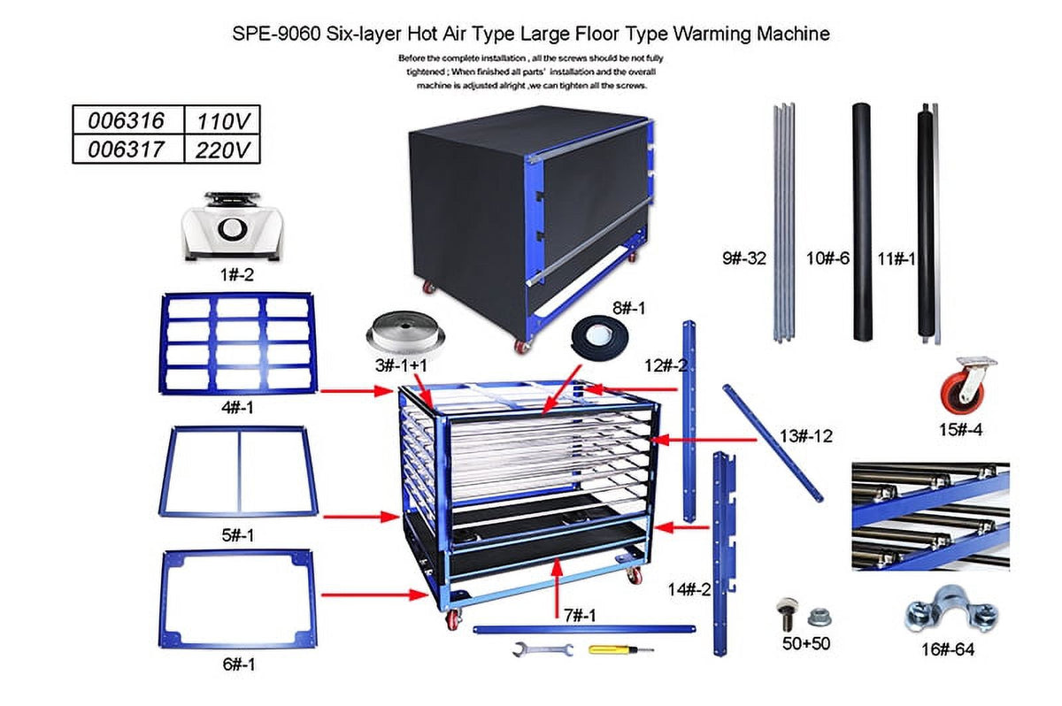 Large Warming Machine Six-layer Hot Air Floor Type Vertical Screen Drying Cabinet 35"x24" D25276