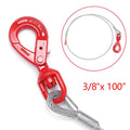 3/8" x 100" Wire Rope Steel Winch Cable with Swivel Hook H318