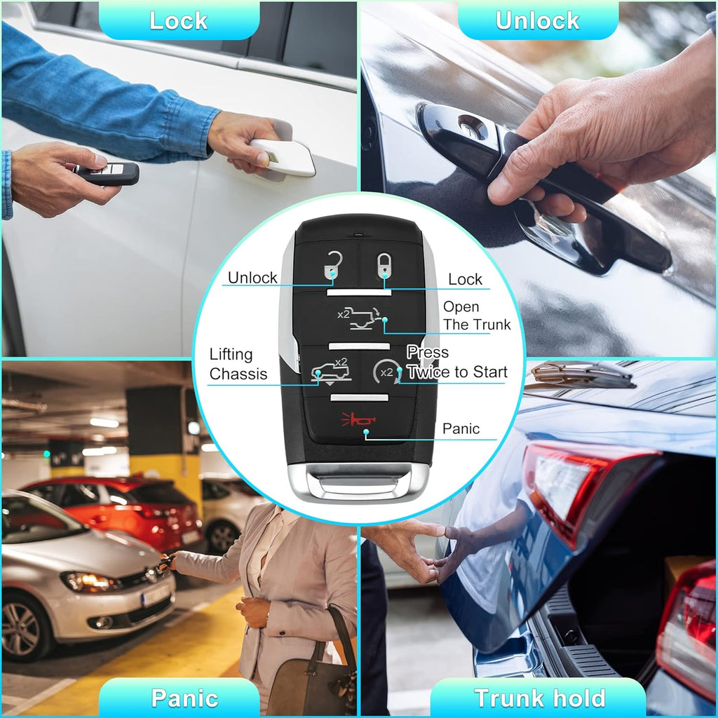 Replacement Keyless Entry Remote Car Key Fob 6 Buttons with Door Key W821