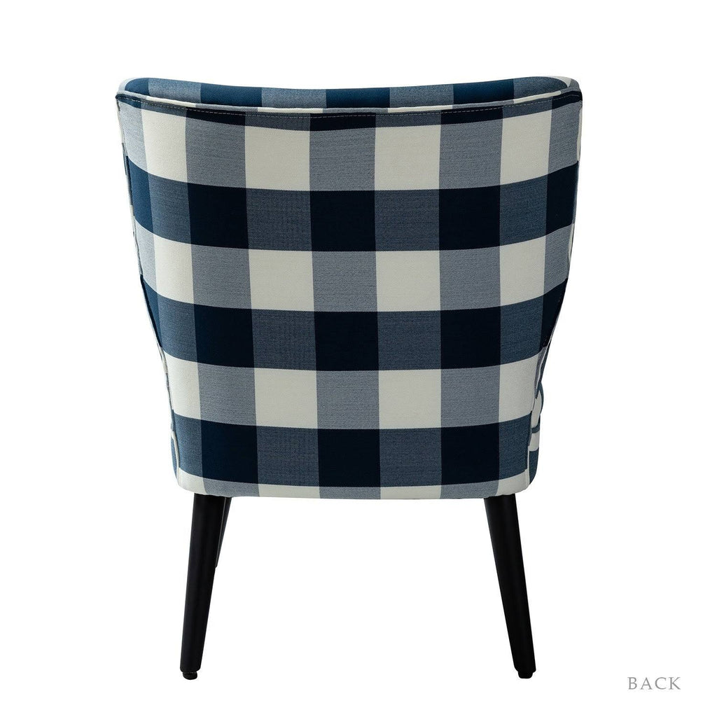 Grey Buffalo Plaid Side Chair with Black Base, Set of 2 N394
