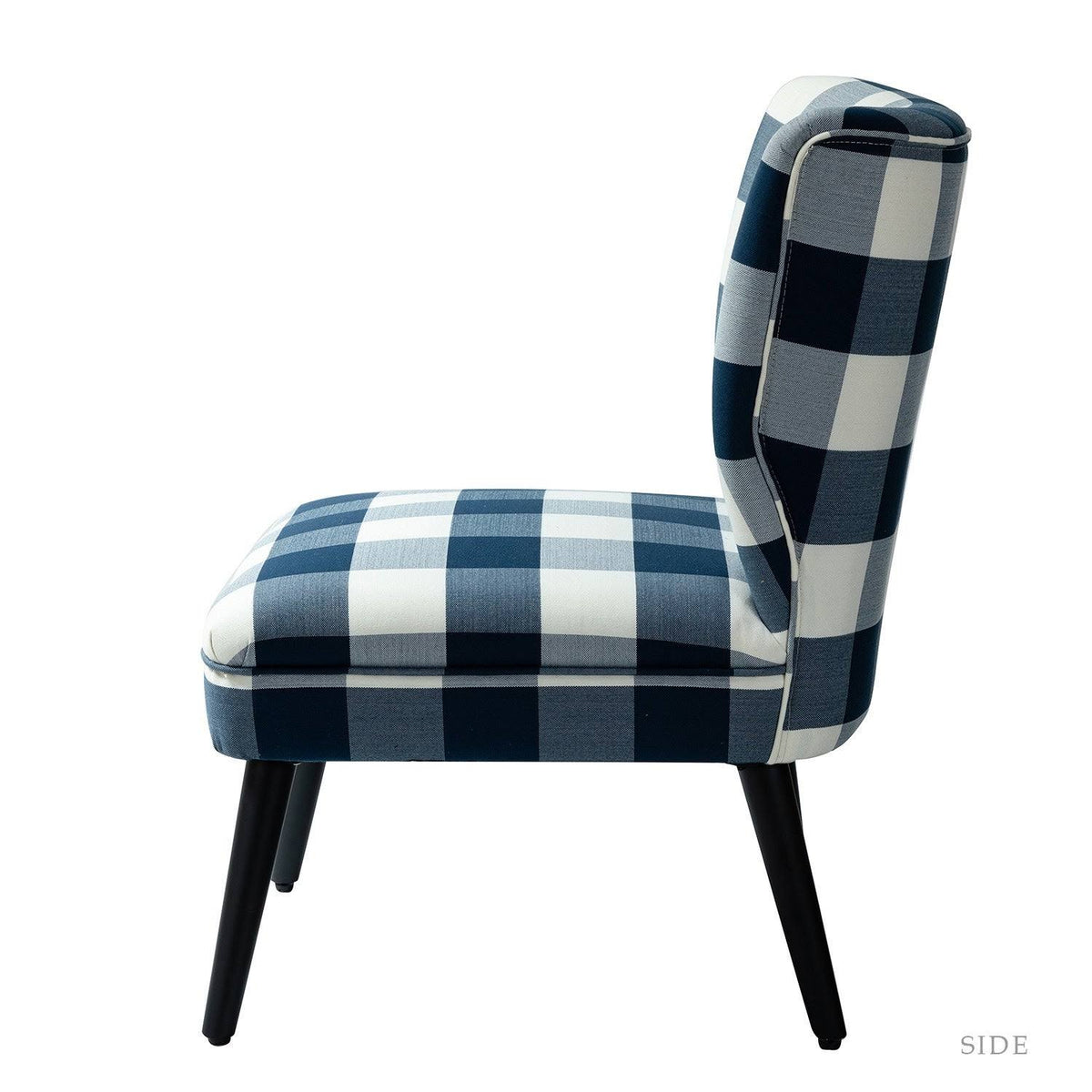 Grey Buffalo Plaid Side Chair with Black Base, Set of 2 N394
