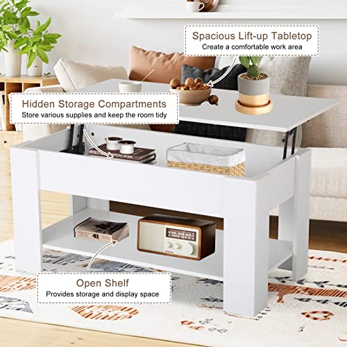 Black Wooden Lift Top Coffee Table with Storage Shelf Q7864
