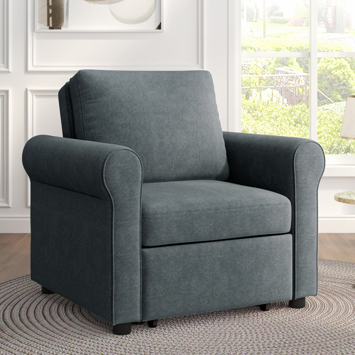 Dark Blue 3-in-1 Convertible Sofa Bed Chair N943
