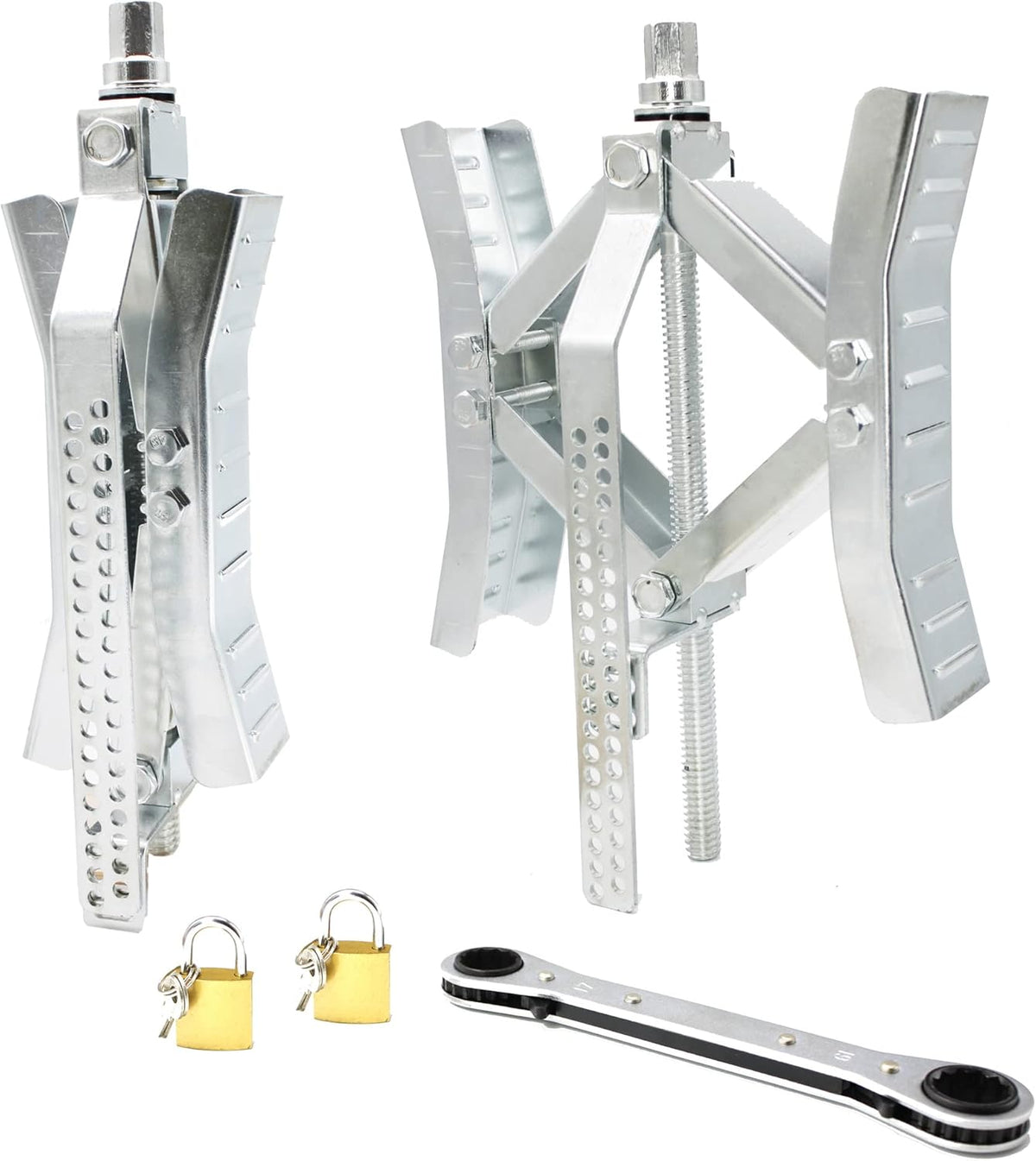 Camper Wheel Chock Stabilizer with Handle and Locks 2 Pack B863