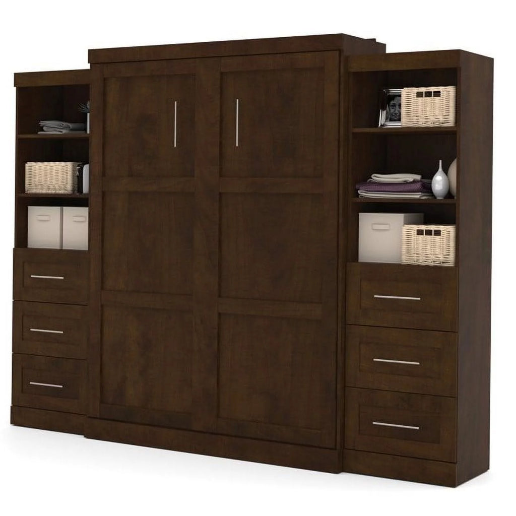 Queen Wall Bed with Storage and 3 Drawer Set V75499