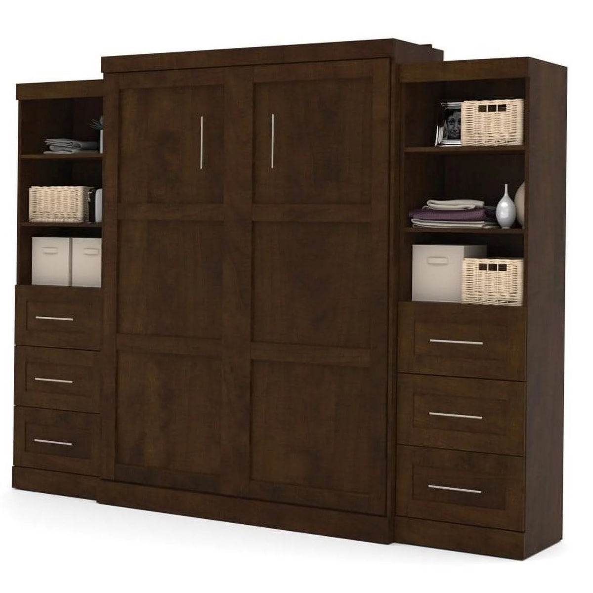 Queen Wall Bed with Storage and 3 Drawer Set V75499