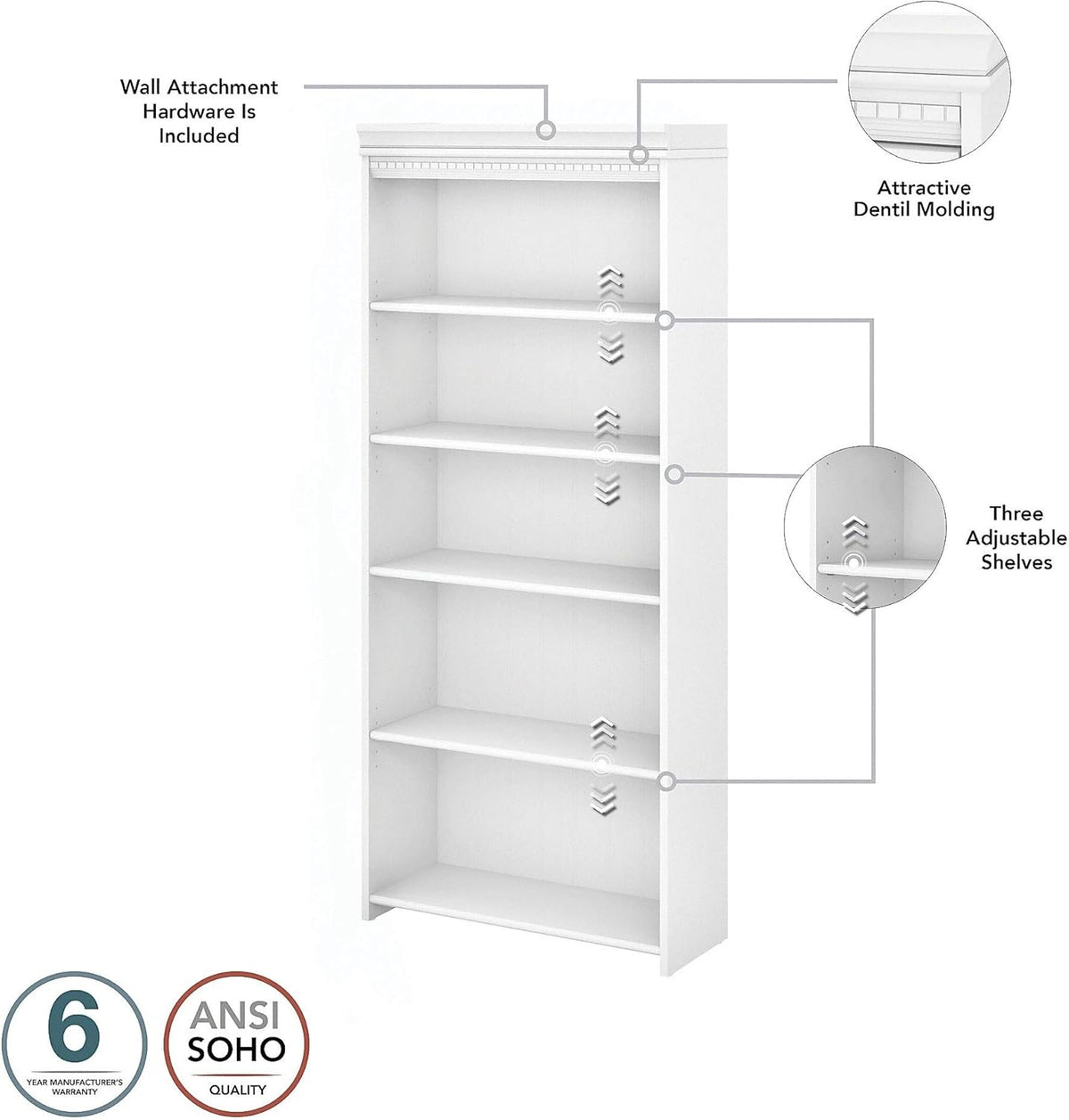 Tall 5 Shelf Bookcase Q1643
