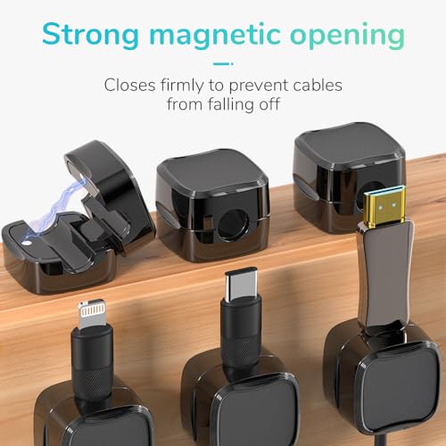 Black 6 Pcs Magnetic Cable Organizer Clips K24161
