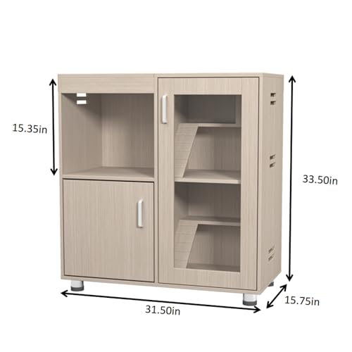 4-Tier Wooden Hamster Cage with Storage Cabinet, Openable Top, Acrylic Windows (Teak) S924154
