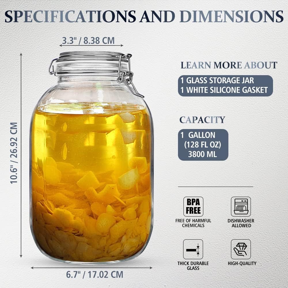 1 Gallon Glass Jar with Airtight Lid A450415