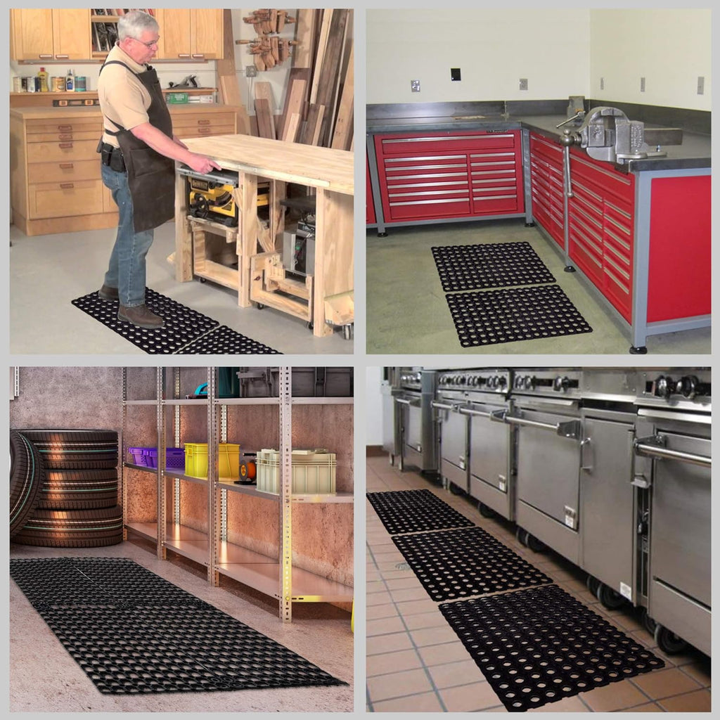 Interlocking Rubber Drainage Floor Mat 24 x 16 inches 12 Mats J33664