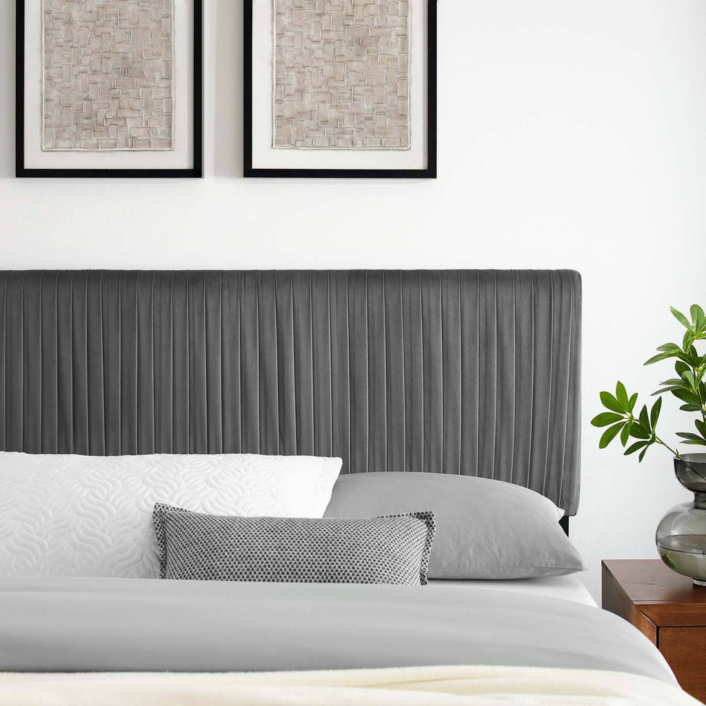 White Performance Velvet King/California King Headboard W115913
