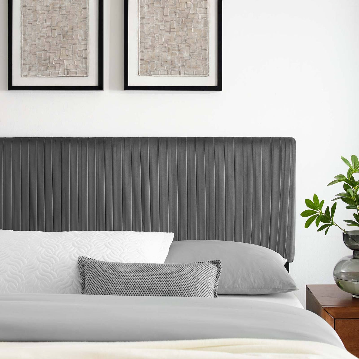 White Performance Velvet King/California King Headboard W115913