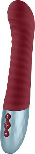 Curved Ribbed G Spot Vibrator Liquid Silicone 8 Vibration Modes Maroon G199313
