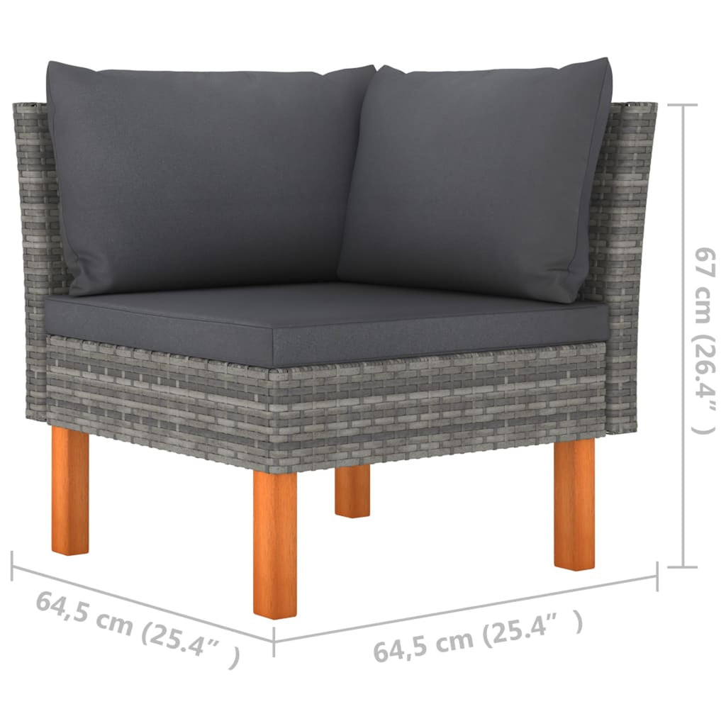 9 Piece Gray Poly Rattan Patio Conversation Set I788372