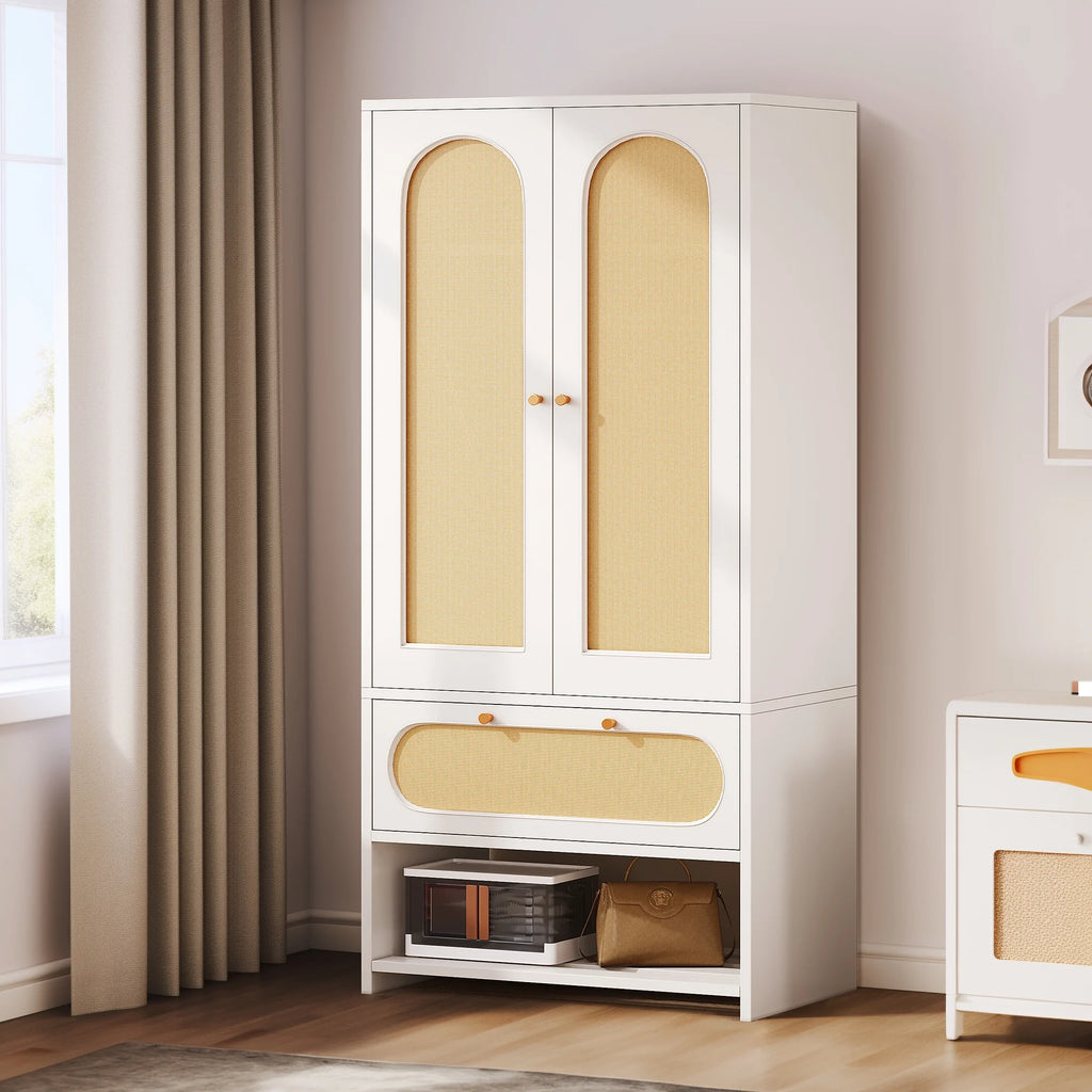 Natural Rattan Armoire Wardrobe Closet Cabinet with 2 Doors R823833