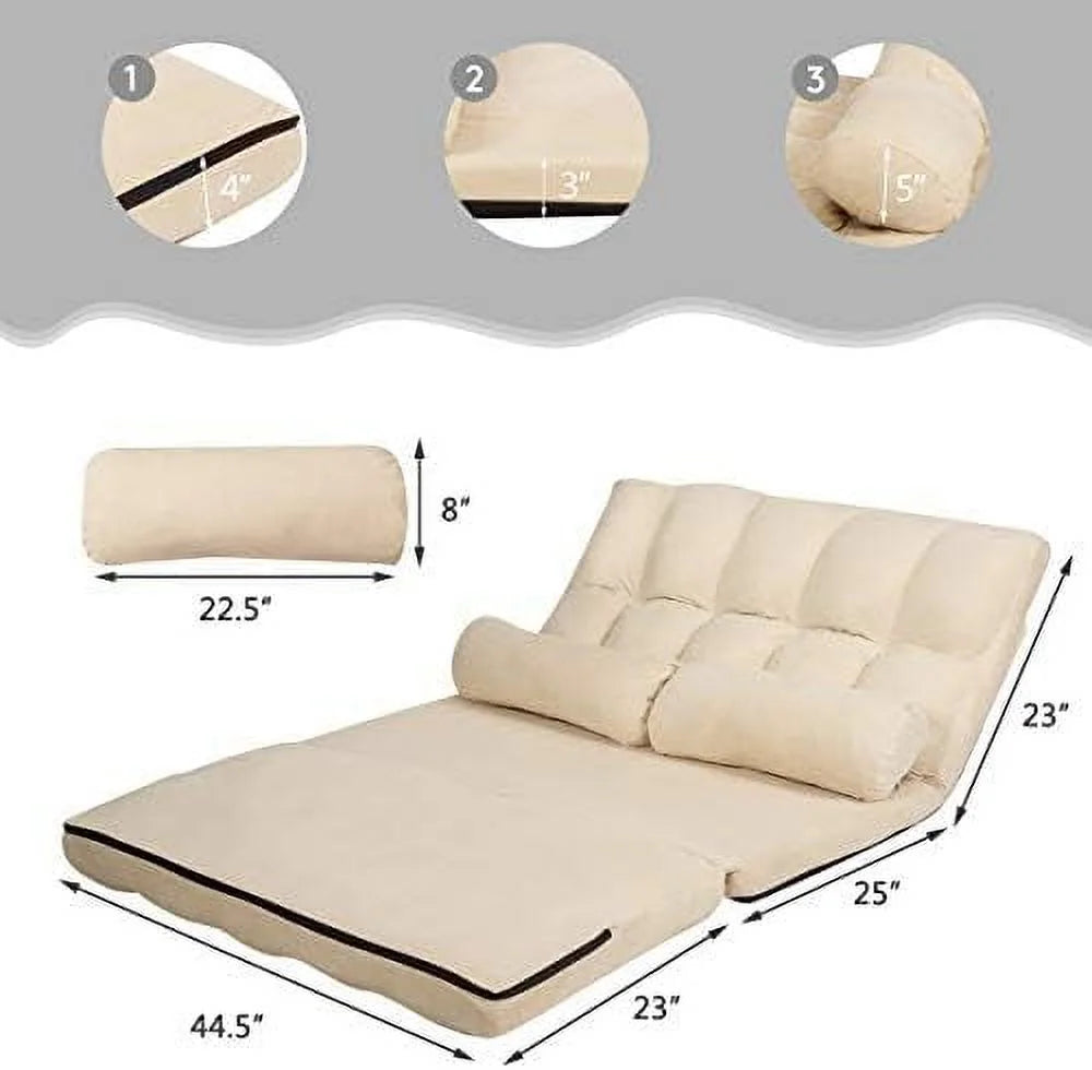 Gray Fabric Sleeper Sofa Bed with 2 Pillows Q777
