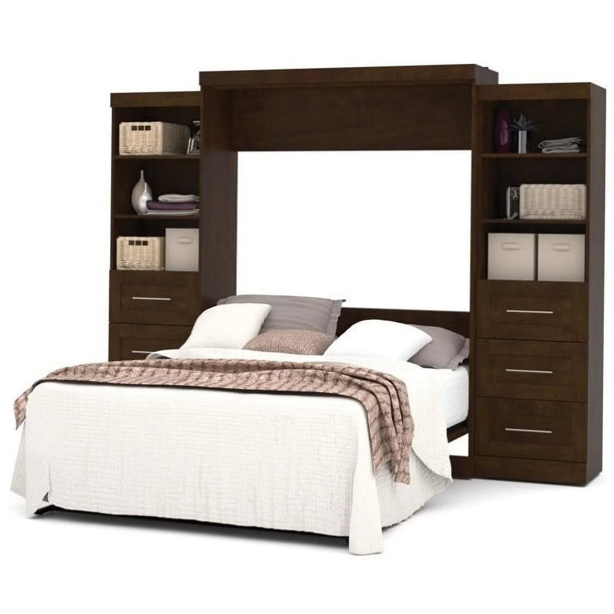 Queen Wall Bed with Storage and 3 Drawer Set V75499