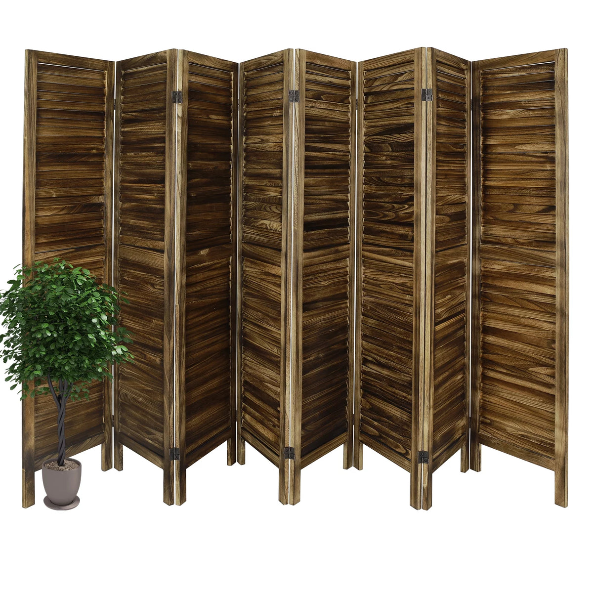 8 Panel Folding Room Divider Privacy Screen 5.6Ft Tall Brown C377584