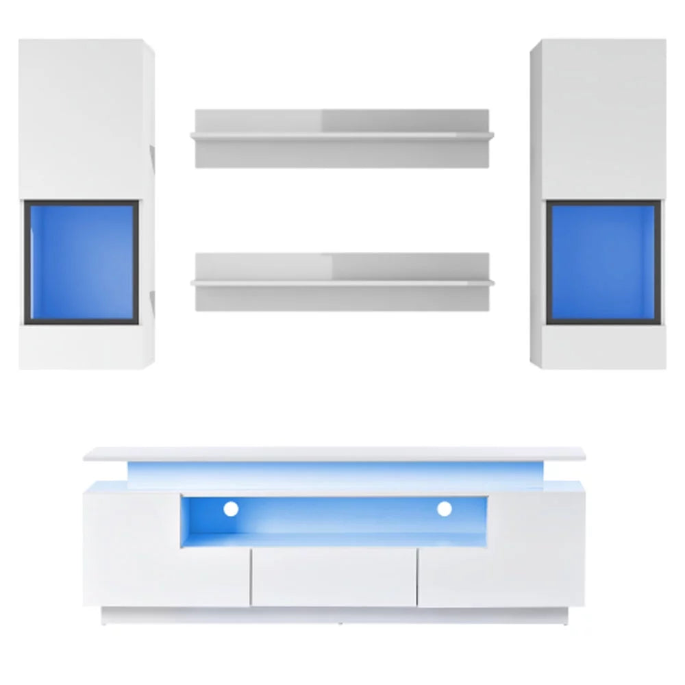 White 5 Pieces Wall Mounted Floating TV Stand Set E607083