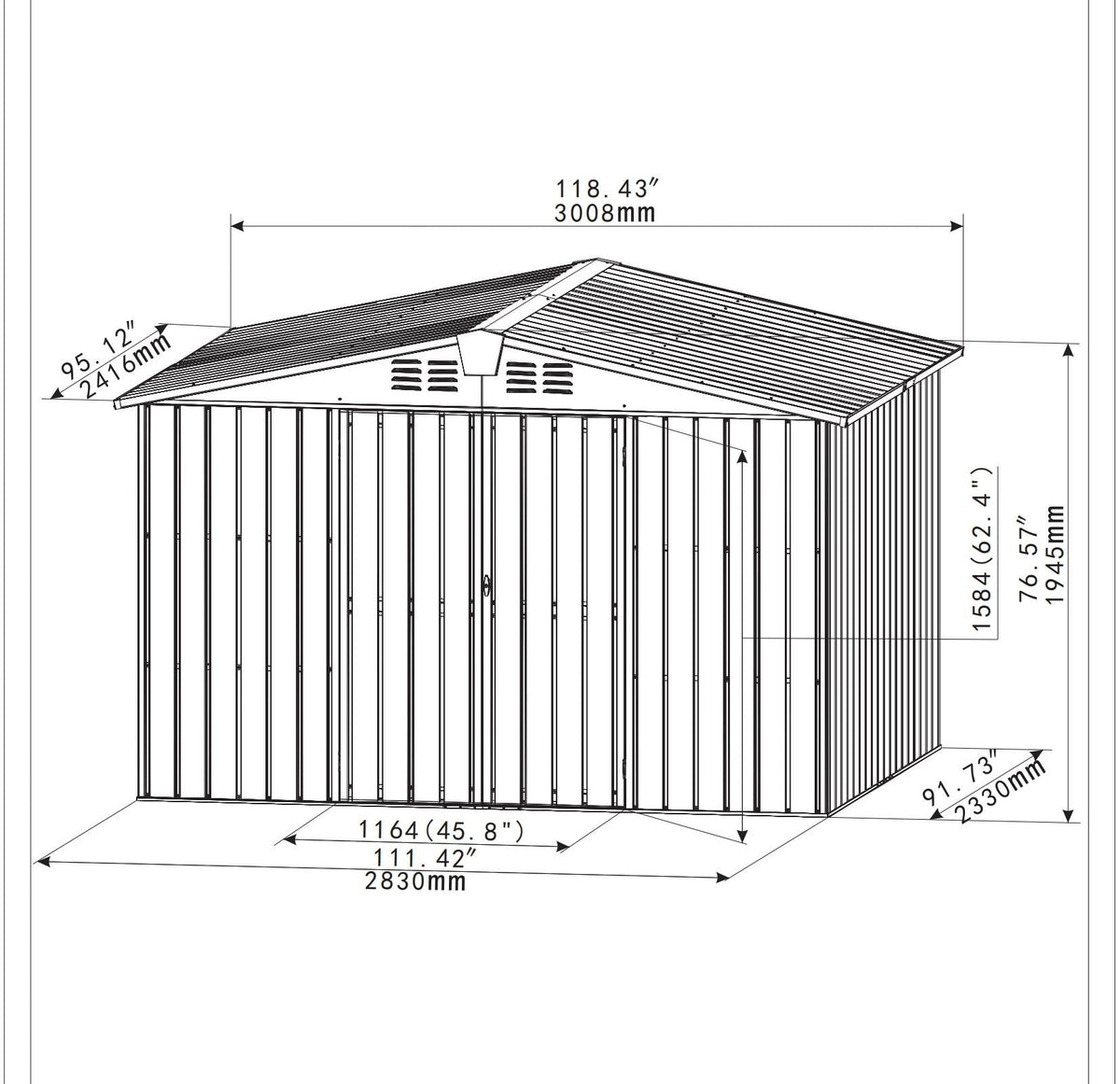 Metal Garden Shed with Lockable Door R6317