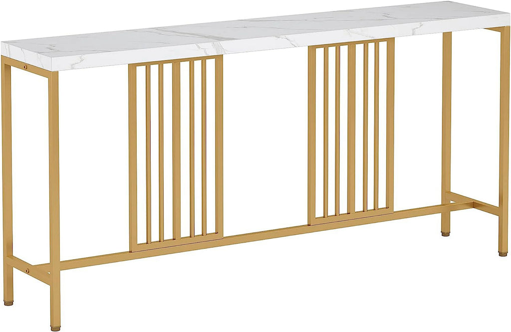 70.9 Inch Extra Long White and Gold Console Table C112445