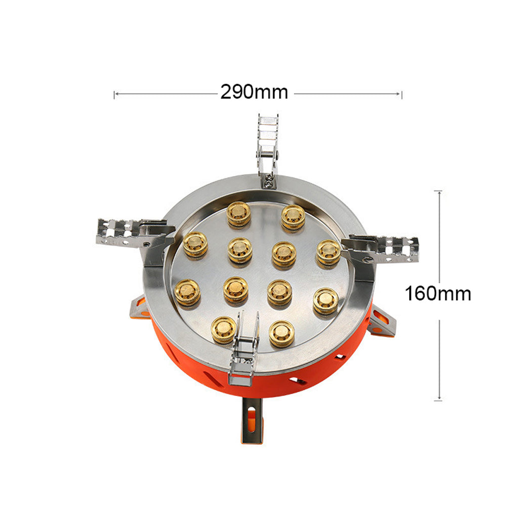 12-Core High-Power Windproof Camping Gas Burner with Piezo Ignition Adjustable Valve Storage Bag Q3414