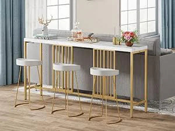 70.9 Inch Extra Long White and Gold Console Table C112445