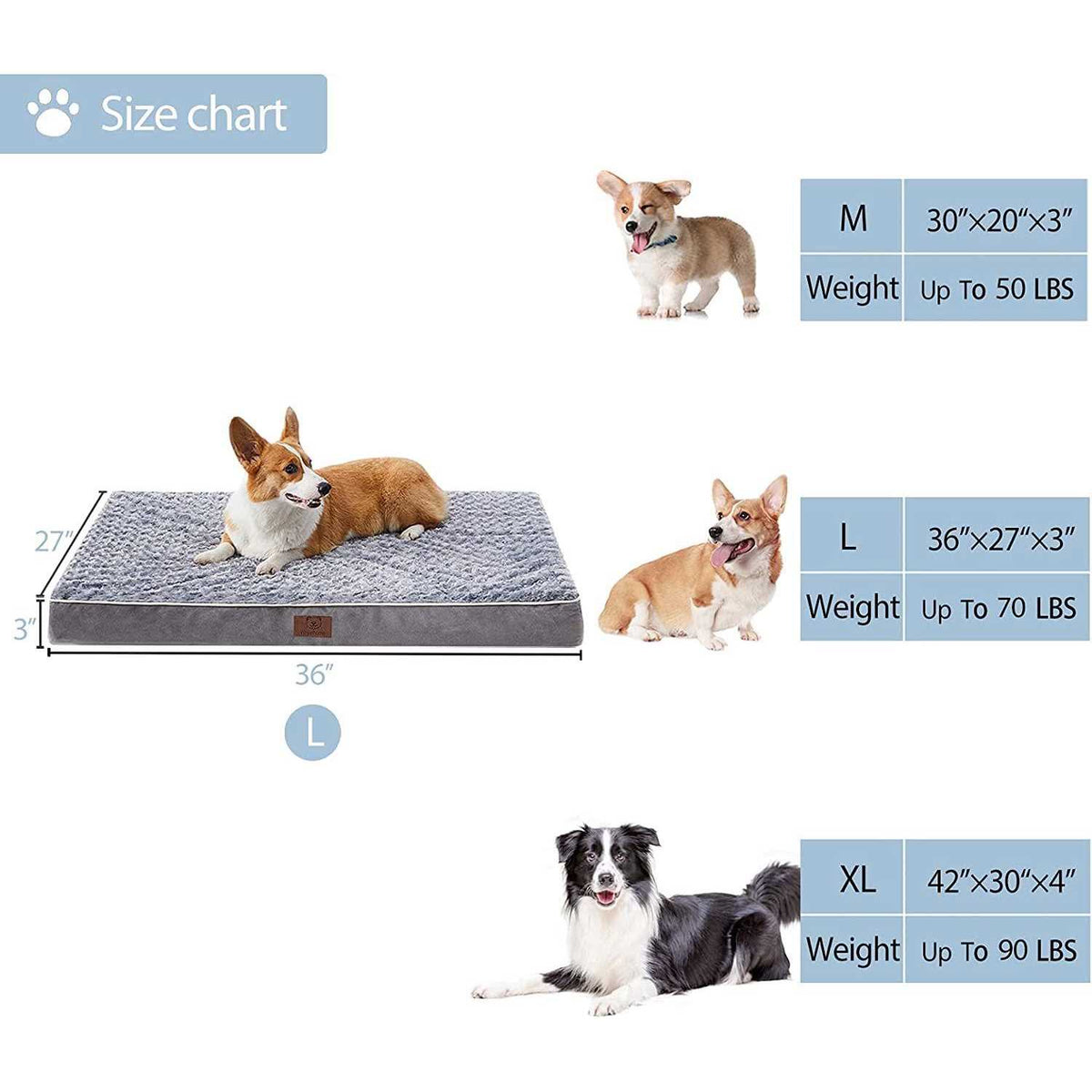Orthopedic Waterproof Dog Bed with Removable Washable Cover S865789