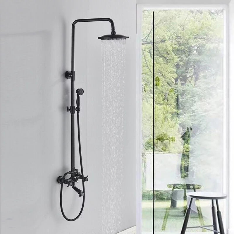 Oil Rubbed Bronze Exposed Shower Faucet Set 8" Rain Head T837