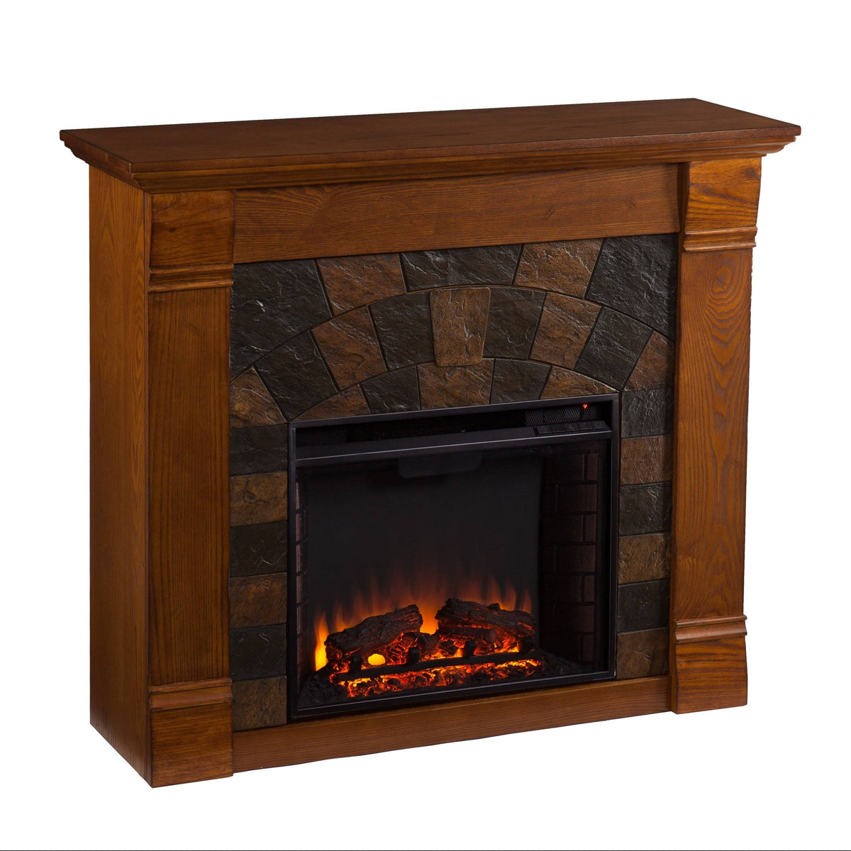 Antique Oak Electric Fireplace L912738