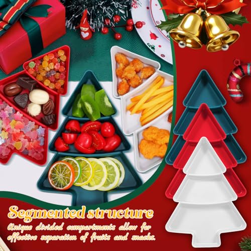 Red Green White Plastic Christmas Tree Snack Tray Set of 3 Z101160