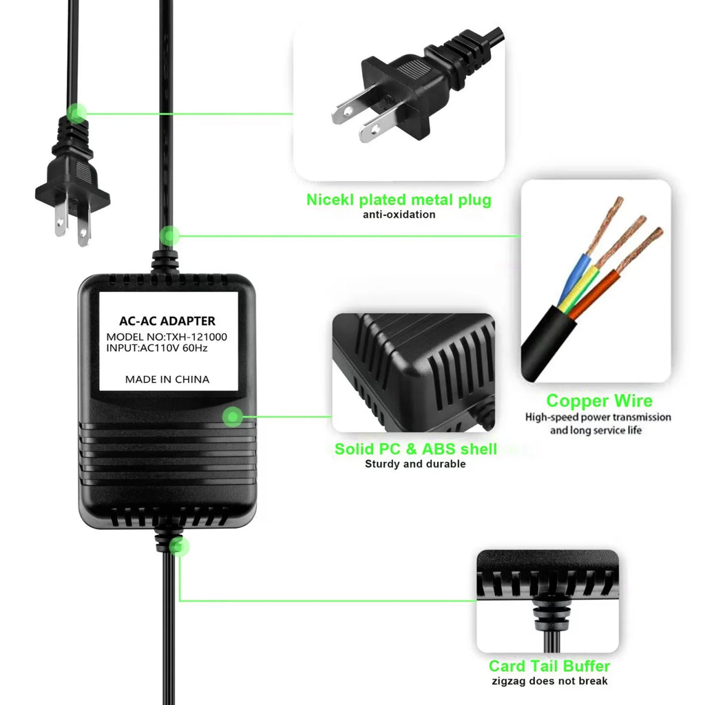 12V AC/AC Adapter Power Supply Charger with Barrel Round Plug Tip P8090
