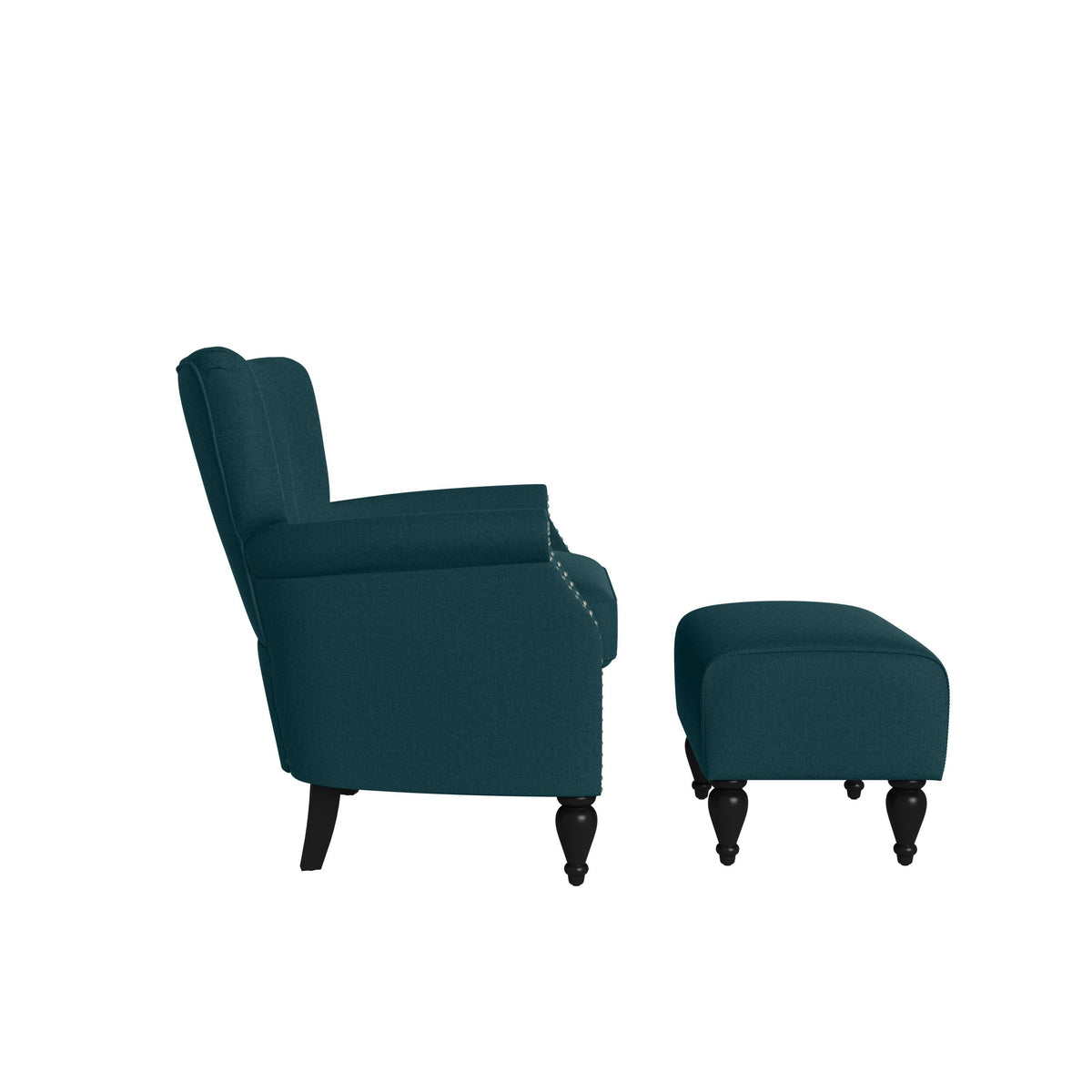Botanical Velvet Arm Chair and Ottoman J1128