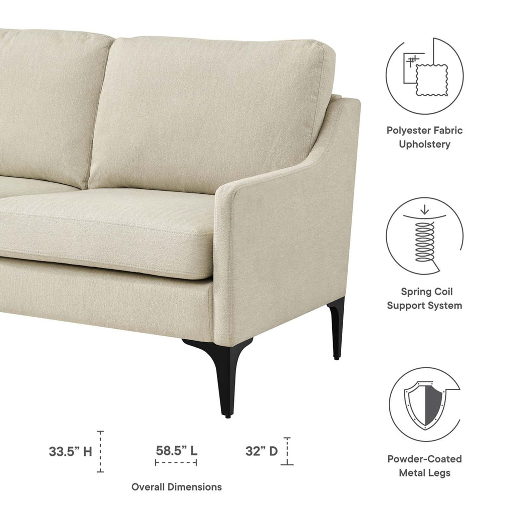 Beige Upholstered Fabric Loveseat E4567