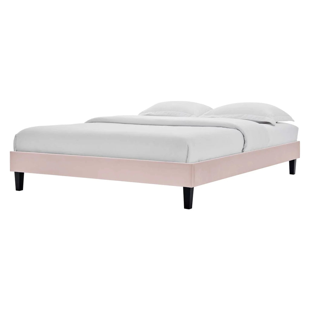 Queen Size Velvet Platform Bed Frame A8375