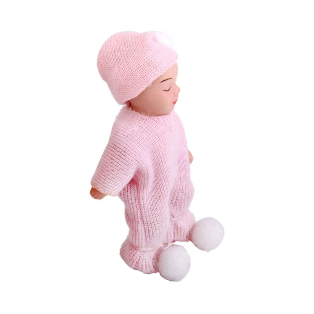 Porcelain Doll People Figure with Pink Sweater & Hat Y4815