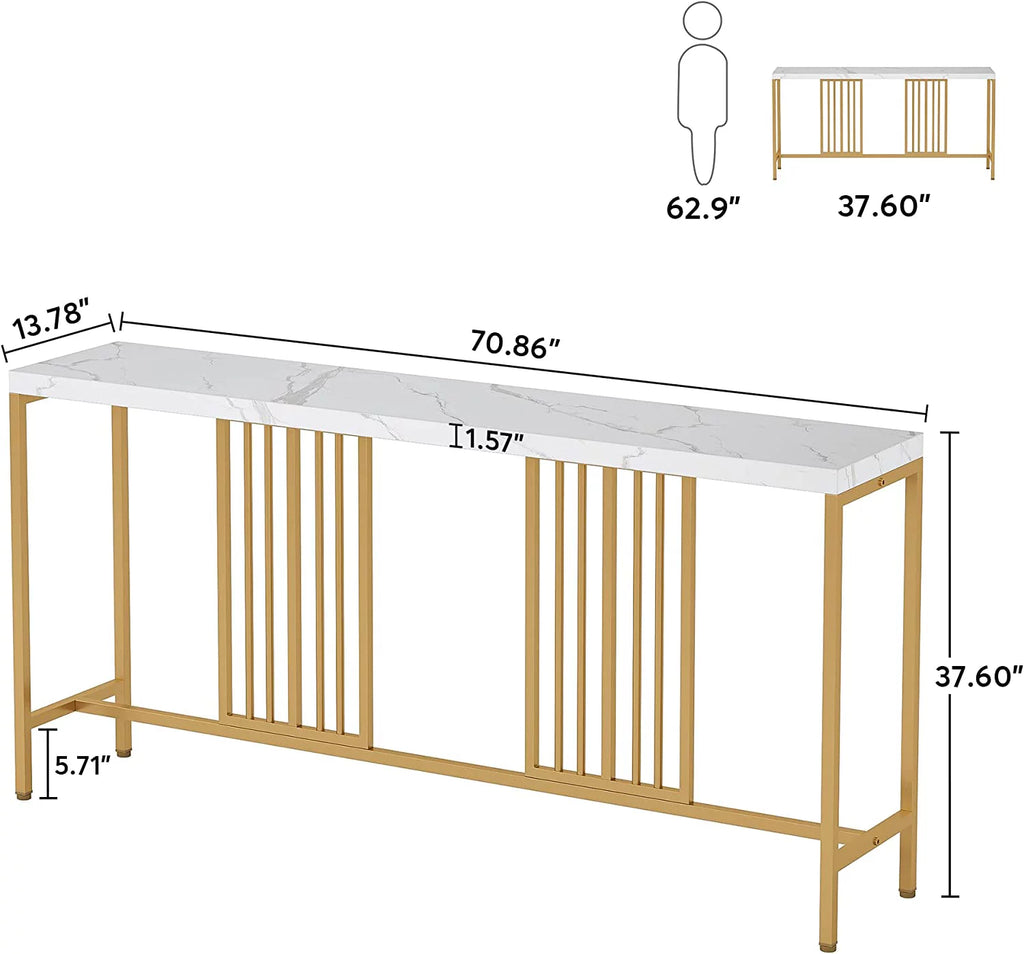70.9 Inch Extra Long White and Gold Console Table C112445
