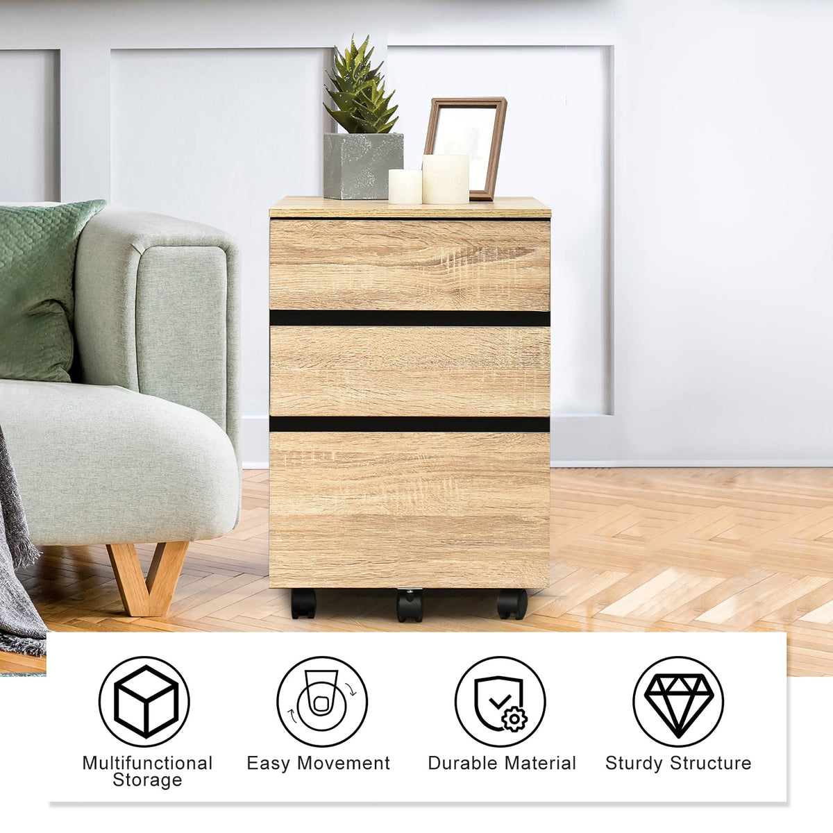 3-Drawer Mobile File Cabinet A5363